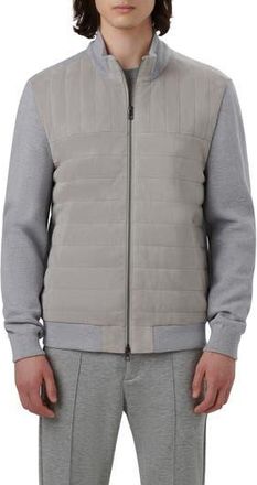 Bugatchi Quilted Suede Panel Sweater Jacket in Cement at Nordstrom Rack, Size Xx-Large