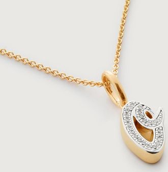 Monica Vinader Gold Alphabet O Diamond Fine Chain Necklace Adjustable 46cm/18 Diamond