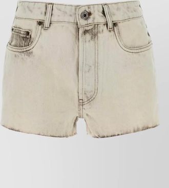Miu Miu denim shorts belt loops frayed hem pockets