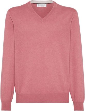 Brunello Cucinelli V-neck fine-knit cashmere jumper - men - Cashmere - 52 - Red