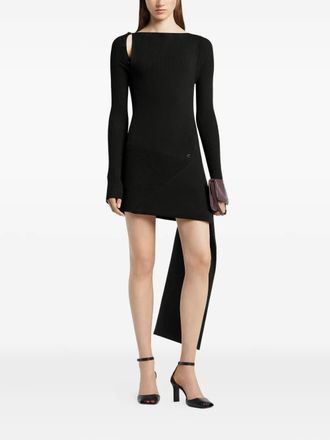 Courrèges buttoned asymmetric knit dress - women - Polyester/Viscose - M - Black