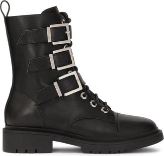Kazar Zwarte laarzen versierd met drie gespen. Dit product valt klein uit. - Dames - Enkellaarsjes - Zwart - 39 EU - Leer - Schoenen