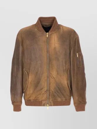 Golden Goose leather relaxed-fit bomber jacket