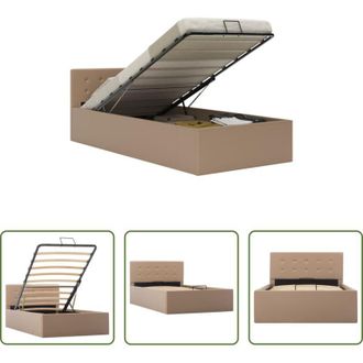 vidaXL Letto con contenitore - Giroletto Idraulico Cappuccino in Similpelle 100x200cm