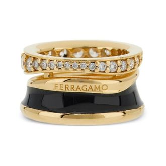 Ferragamo Rings, female, Black, Size: 54 MM Salvatore Ferragamo Bijoux