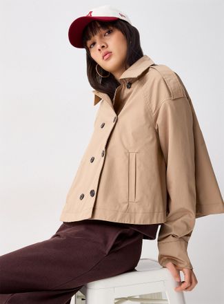 Twik Womens Drop shoulders cropped trench coat