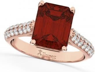 Allurez Emerald-Cut Garnet & Diamond Ring 18k Rose Gold (5.54ct)