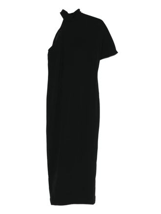 Taller Marmo high-neck asymmetrical-sleeve midi dress - women - Acetate/Viscose/Elastane - 44 - Black