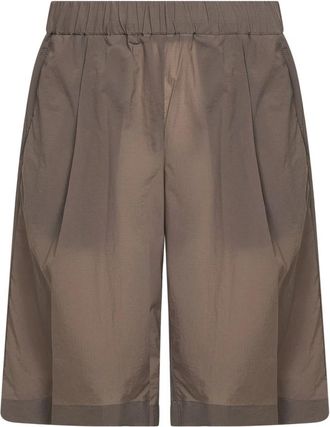 Herno Geplooide shorts met elastische tailleband - Heren - Korte Broeken - Bruin - S - Leer - Korte Broeken