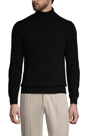 Lands End Fine Gauge Cashmere Turtleneck Sweater in Black at Nordstrom, Size Small
