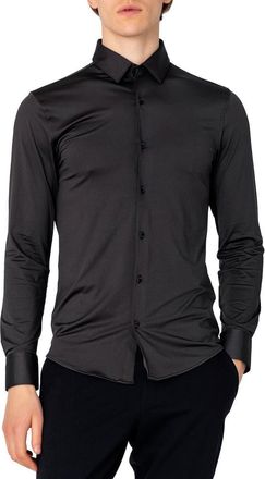 Ron Tomson Tapered Travel Dress Shirt in Black at Nordstrom Rack, Size Xxx-Large