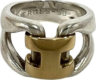 Herm&egrave;s Gold Silver Yellow Gold (18K) Silver 925 Band Ring (Pre-Owned)
