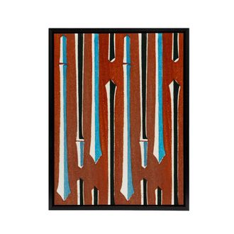 Artery8 Vintage Japanese Bamboo Pattern Framed Canvas Wall Art Print Korin in Red | Size: W24 x H32