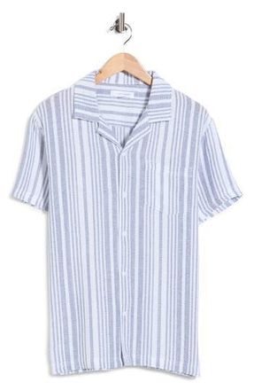 Vintage Summer Swimwear Striped Waffle Weave Camp Shirt in Navy at Nordstrom Rack, Size Xx-Large
