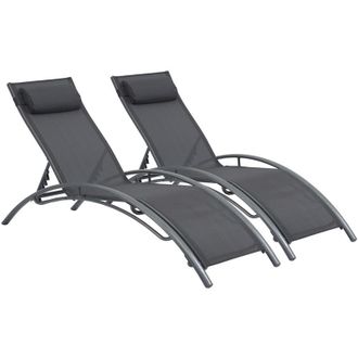 Habitat et Jardin Conjunto De Dos Tumbonas De Aluminio Beauty - phoenix - Gris Obscuro