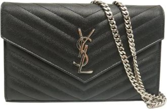 Saint Laurent Pre-owned Cross Body Bags, female, Black, Size: ONE SIZE Pre-owned Chain/Shoulder wallet