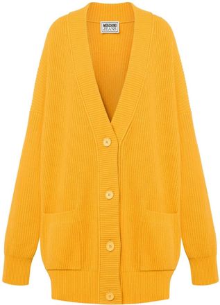 Moschino oversized V-neck cardigan - women - Polyamide/Viscose/Cashmere/Wool - S - Yellow