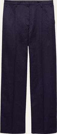 Prada Pleated Cotton Twill Straight-Leg Trousers