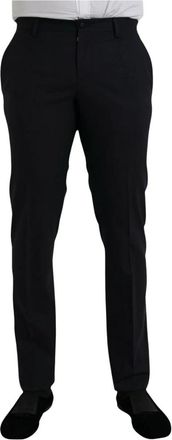 Dolce & Gabbana Donkerblauwe Wol Slim Fit Formele Broek - Heren - Slim Fit Broeken - Blauw - M - Wol - Broeken