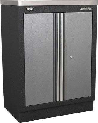 Loops 680mm Modular 2 Door Floor Cabinet - Adjustable Shelf - Aluminium Handles