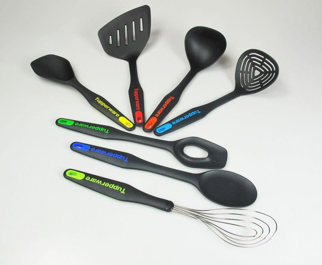 Tupperware Griffbereit Servierlöffel – 4 Stück, Schwarz-gelb, 29,8 Cm, Spülmaschinenfest Bis 200°C