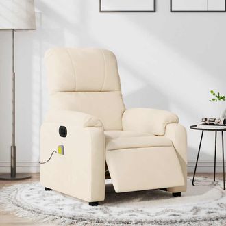 vidaXL Vidaxl - Sill&oacute;n Reclinable De Masaje El&eacute;ctrico Tela De Microfibra Beige