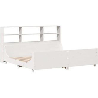 vidaXL Bookcase Bed without Mattress White 180x200 cm Super King Solid Wood Vidaxl