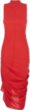 Jacquemus Red High Neck Sleeveless Midi Dress