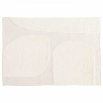 Oviala Alfombra de lana con dise&ntilde;o tejido a mano en blanco de 160 x 230 cm