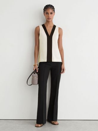 Reiss Colour-block V-neck Shell Top, XL