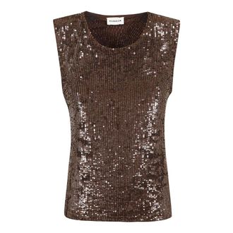 P.A.R.O.S.H. Sleeveless Tops, female, Brown, Size: S Sleeveless Top
