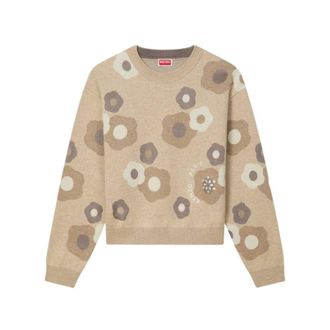 Kenzo Round-neck Knitwear, female, Beige, S, Hana Dots Embroidered Jumper