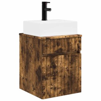 vidaXL Vanidad Con Lavabo De Pared Roble Ahumado 39 X 41 X 62,5 Cm Vidaxl