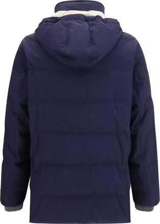 Brunello Cucinelli Mens Blue Goose Down Full-Length Jacket Clothing