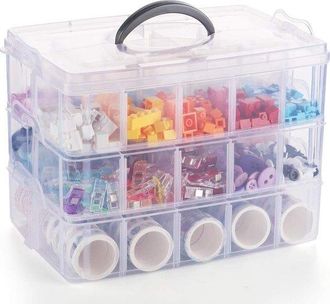 OEM Caja De Costura - 30 Compartimentos - Caja De Pl&aacute;stico Transparente - Caja De Costura Para Manualidades Y Joyer&iacute;a