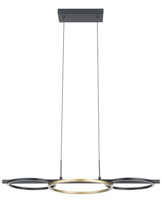Eglo Eglo Boyal 3 Light Integrated Led Pendant With Black Finish & 3 Circular Gold Rings