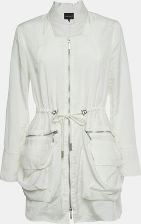 Emporio Armani White Zip Front Long Jacket