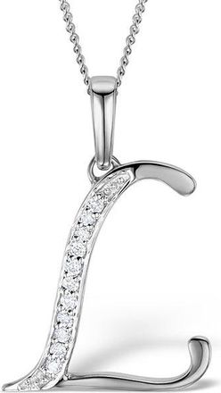 The Diamond Store 925 Silver Lab Diamond Initial L Necklace 0.05ct