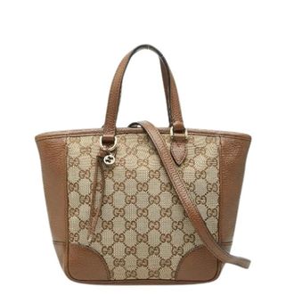 Gucci Pre-owned Handbags, female, Brown, Size: ONE SIZE Pre-owned GG Canvas Leather 2way Handbag