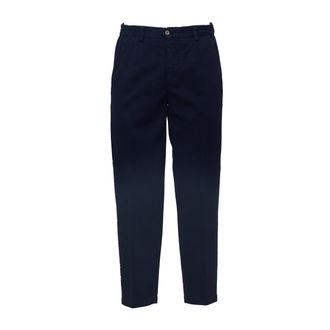 BRIGLIA 1949 Cotton Twill Trousers with Pleats and Elastic Sides