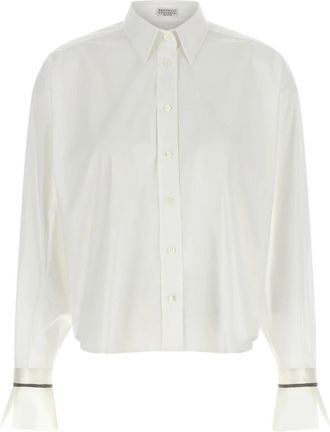 Brunello Cucinelli Relaxed Boxy Shirt - Dames - Overhemden - Wit - M - Katoen - Overhemden