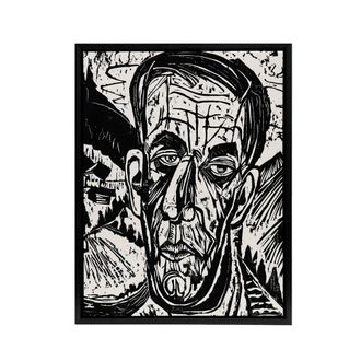 Artery8 Head of Van de Velde Ernst Ludwig Kirchner Black Framed Canvas Art in White | Size: W24 x H32