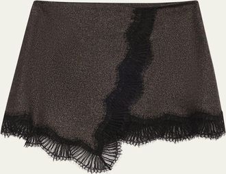 A.L.C. Sophia Sparkly Lace-Trim Mini Skirt