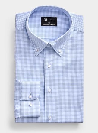 Le 31 Mens Blue mini-gingham shirt Comfort fit