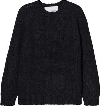 Closed Raglan Ronde Hals Trui - Heren - Ronde hals truien - Zwart - M - Wol - Truien & Vesten