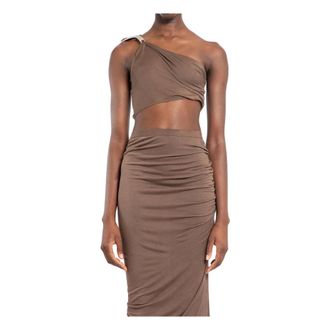 Rick Owens Sleeveless Tops, female, Beige, Size: XS Lilies Top