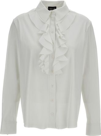 Iri&eacute; White Ruffled Long-Sleeve Casual Shirt