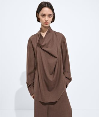 Bottega Veneta Blusa in tela di lana leggera - Marrone - Donna - 36