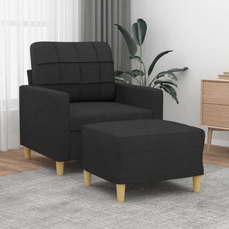 vidaXL Sill&oacute;n Con Taburete Tela Negro 60 Cm Vidaxl