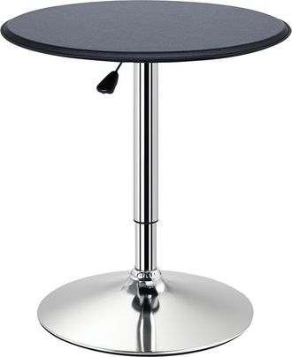 HOMCOM Mesa De Bar Con Altura Ajustable Giratoria 360&deg; Con Base Redonda Mesa Alta Moderna Para Cocina &Oslash;63x67-93 Cm Negro